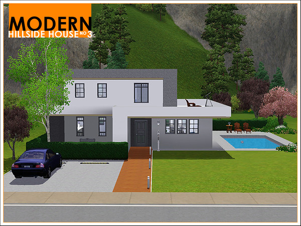Sims 3 — Modern Hillside House 3 by Leomo — This third Modern Hillside House would suit a couple of workaholics