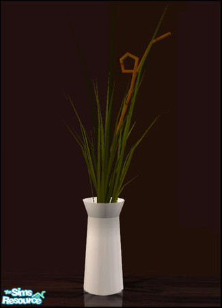 Sims 2 — Leafbedroom - Plant by Siluetta — Green grass in a modern white vase.
