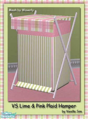 Sims 2 — VS Lime & Pink Plaid Hamper by Vanilla Sim — 