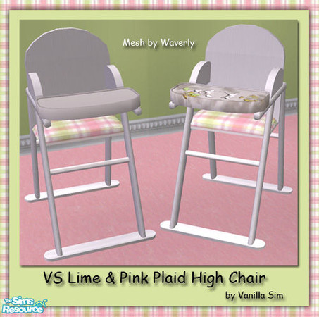 Sims 2 — VS Lime & Pink Plaid High Chair by Vanilla Sim — 