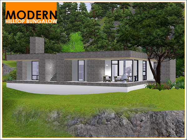 Sims 3 — Modern Hilltop Bungalow by Leomo — The inside of this Modern Hilltop Bungalow is almost entirely open plan. The