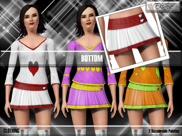 Sims 3 — Hearts - Bottom by ekinege — Two recolorable parts. Adult - Young Adult