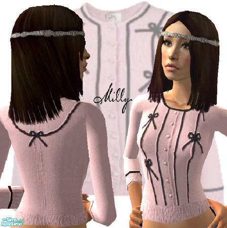 Sims 2 — Milly Cashmere Bow Cardigan - Pink for teens by ancsie18 — Milly Cashmere Bow Cardigan - Pink TEEN VERSION