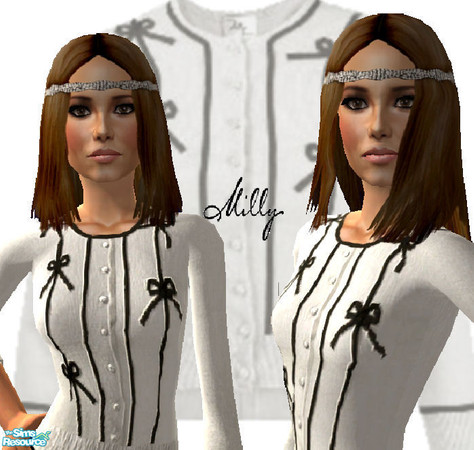 Sims 2 — Milly Cashmere Bow Cardigan - Cream for teens by ancsie18 — Milly Cashmere Bow Cardigan - Cream TEEN VERSION