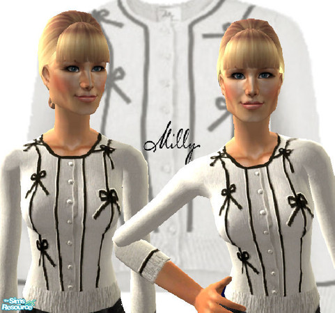 Sims 2 — Milly Cashmere Bow Cardigan - Cream by ancsie18 — Milly Cashmere Bow Cardigan - Cream
