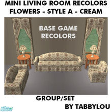 Sims 2 — TL - Mini Living - Flowers Style A - Cream Set by TabbyLou — Flowers (Style A) Motif in Cream recolors of the