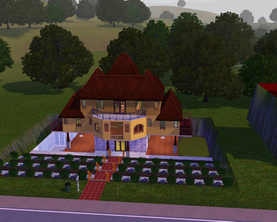 Sims 3 — Sunken Lot by pyrite1 — Sunken Lot with a pond and a pool