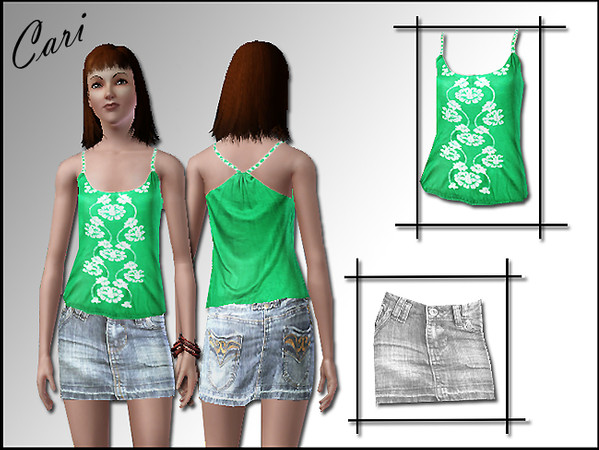 Sims 3 — Green t-shirt by _cari_ — This is my first clothing design in sims 3.Hope u like it =)