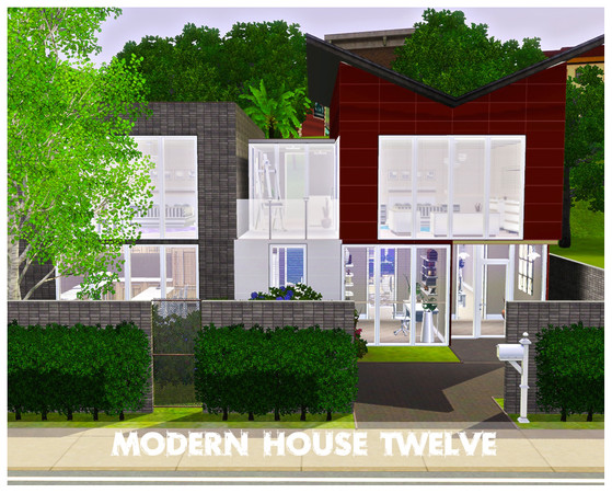 Sims 3 — Modern House Twelve by sandrakorb — This modern home has a large back garden but is without parking. The house
