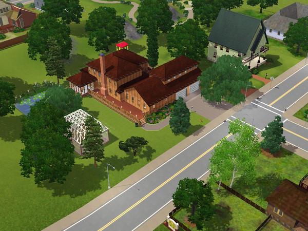 Sims 3 — Country Manor by Evinroe — Beautiful 3bd, 2.5bt, With pond, Childrens playground, and fully functional
