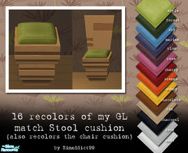 Sims 2 — GL Match Stool - cushion recolors by Simaddict99 — 14 colorful recolors for my GL match Stool (and chair)