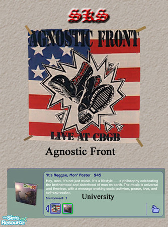 Sims 2 — Painting_SKS_Music set-2 - Agnostic Front by 71robert13 — A square, Taped up Agnostic Front poster. \"Live
