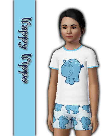 Sims 3 — kipTSR-Happy Hippo by kittyispretty69 — A cute hippo pattern designed to create a matching pant for my girls