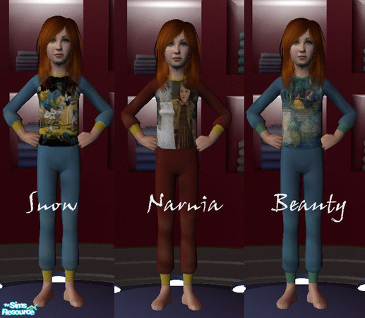 Sims 2 — Disney PJs for Girls by Dec07 — Disney PJs for your girls: Snow White, Beauty and the Beast, and Lucy