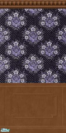 Sims 2 — D2DBlack Bouquets Violet with Wainscoting by D2Diamond — ...