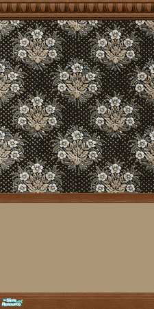 Sims 2 — D2DBlack Bouquets Tan with Crown, Kick & Chair Rail Molding by D2Diamond — ...