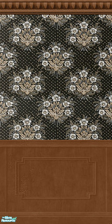 Sims 2 — D2DBlack Bouquets Tan with Wainscoting by D2Diamond — ...