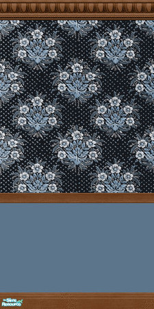 Sims 2 — D2DBlack Bouquets Blue with Crown, Kick & Chair Rail Molding by D2Diamond — ...