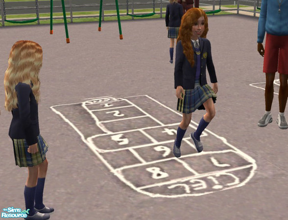 Sims 2 — AbelVille Elementary School Items Part One - School Marelle by rose-maman — Throw a pebble, step on one