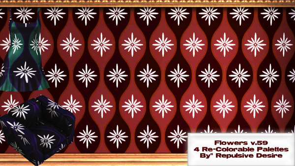 Sims 3 — Flowers v.59 by RepulsiveDesire — A floral pattern. Four re-colorable palettes. Good for clothes, objects, or