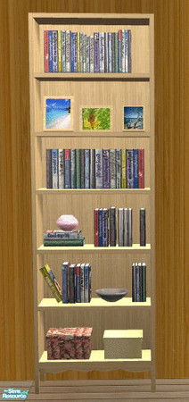 Sims 2 — Delease-Beach RC - Bookcase by PeachKrysie — A light wood bookcase. Uses Delease - Bookcase by lirunchik.