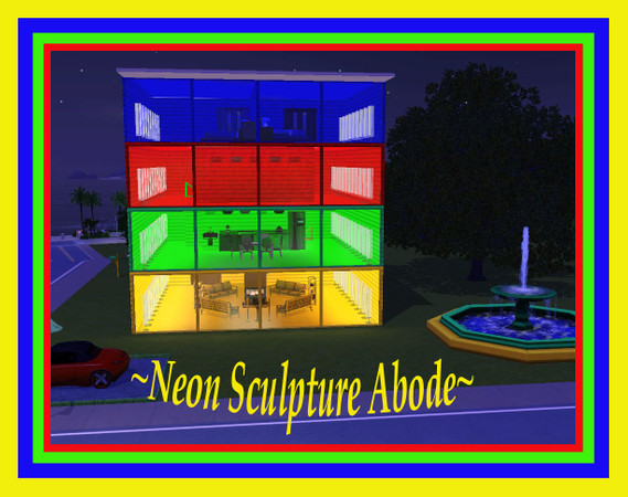 Sims 3 — Neon Sculpture Abode by paramiti — Neon Metals was fed up with other sims making fun of his unusual name as it