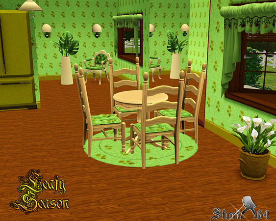 Sims 3 — Leafy Season by stori_64 — pattern with leaves. Category: Themed 3 recolor palettes