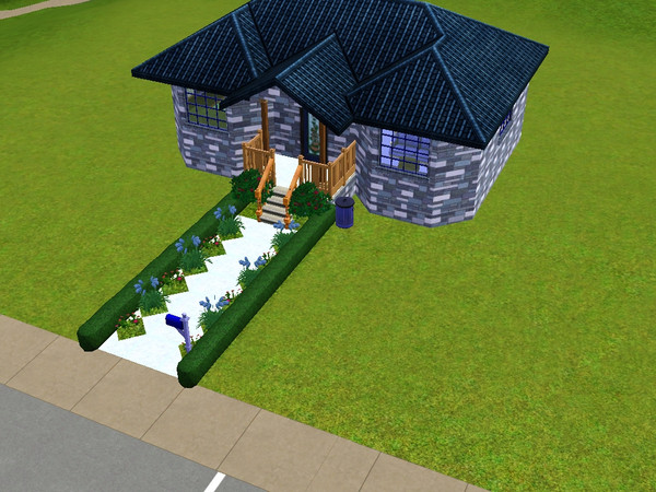 Sims 3 — The Blue House by duochanfan — A small and cozy one bedroomed house. With a nice bright bathroom. Living room