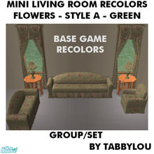 Sims 2 — TL - Mini Living - Flowers Style A - Green Set by TabbyLou — Flowers (Style A) Motif in Green recolors of the