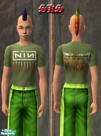 Sims 2 — TMT_SKS_Tuck-T_NIN-Green by 71robert13 — Olive green Nine Inch Nails T-Shirt for Teen males. Features graphics