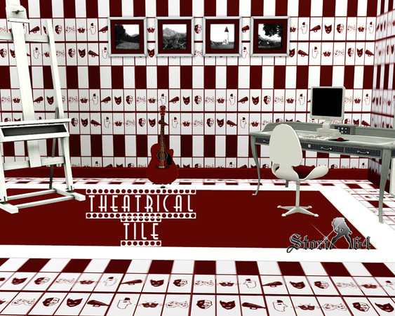 Sims 3 — Theatrical Tile by stori_64 — Theatrical masks fill this pattern in tile formation