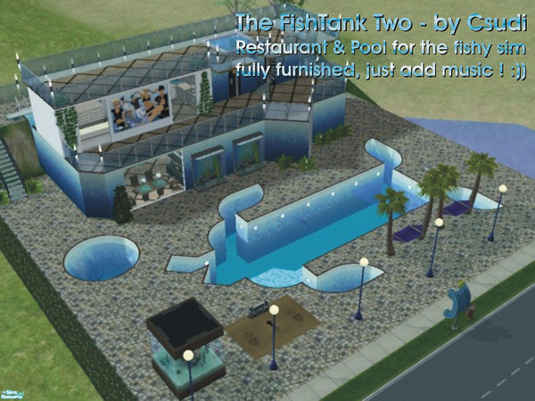 Sims 2 — The FishTankTwo by csudibaba — A seafood restaurant where your sims can eat a fishdish, or behave like a fish,