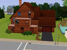 Sims 3 — BrickHouse by franta101 — BrickHouse with dark wood. Combination of red and blue, mainly in the kitchen.