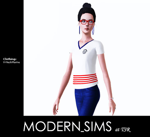 Sims 3 — V-Neck Marine by Modern_Sims — DO NOT REDISTRIBUTE MY CREATIONS ANYWHERE ELSE.