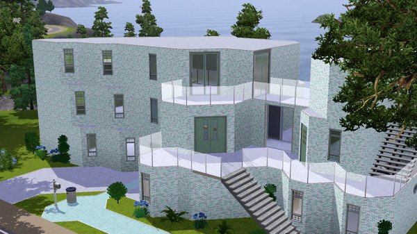 Sims 3 — Blue Stone by Tri007 — The Blue Stone is a modern home on the cliff of the ocean. It is a moderately sized home