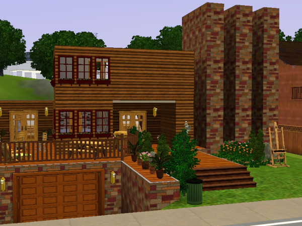 Sims 3 — Wood House by raraurie — A sweet wood house for those nature-loving Sims. 1 1/2 storeys. 2 bedrooms. 2