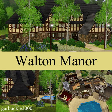 Sims 3 — Walton Manor by garbuckle3000 — Olde English style Tudor, with 5 bedrooms, 5 baths, 3-storey foyer, family