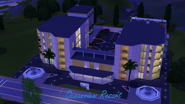 Sims 3 — Oceanview Resort by dannyp61 — Oceanview Resort has a pool, gym, study area, rooftop grill area, spa, party