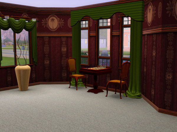 Sims 3 — CB burgundy regency stripe by CowBelle — burgundy regency stripe pairs perfectly with the plantation border