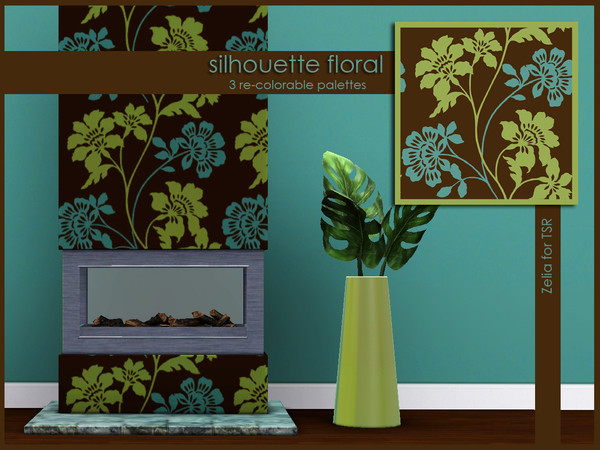 Sims 3 — Silhouette Floral 001 by Zelia by Annie_Leduc — Floral pattern