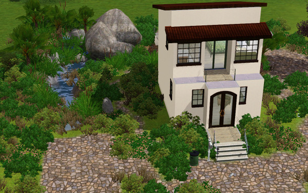 Sims 3 — Little Oasis by wolfmush — This began as a starter home, so the house inside is still pretty stark, but the