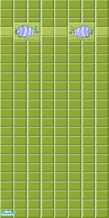 Sims 2 — Hester\'s Bathroom Tile Wall 9 by ImmeK — Dark green wall tiles with a large fish decor for your sims\'