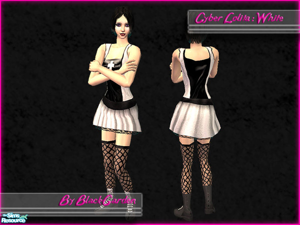 Sims 2 — Cyber Lolita - White by BlackGarden — A cyber goth take on the Lolita style dress. Mesh by Sims2Sisters required