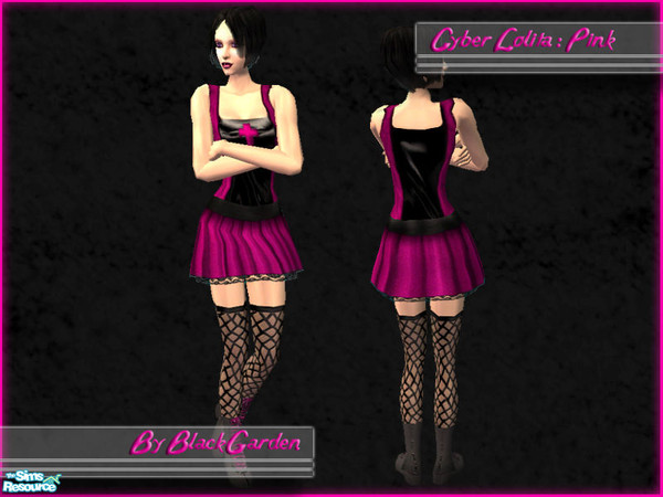 Sims 2 — Cyber Lolita - Pink by BlackGarden — A cyber goth take on the Lolita style dress. Mesh by Sims2Sisters required