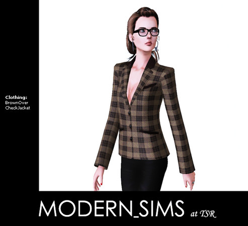 Sims 3 — Brown Over Check Jacket by Modern_Sims — DO NOT REDISTRIBUTE MY CREATIONS ANYWHERE ELSE.