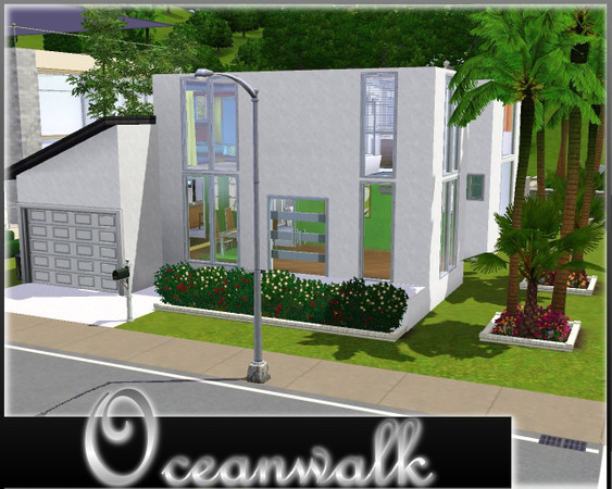 Sims 3 — Oceanwalk by Kleptoofhearts — 3 Bedroom / 3.5 Bath Modern home with attached garage and pool in the backyard.