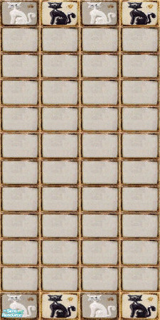 Sims 2 — NK Cats Bath Wall Mixed by MoMama — A tile of brown and grey with black and white cats across the top and