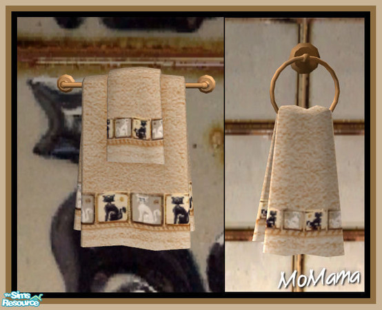 Sims 2 — NK Cats Bath - Wall Towels by MoMama — A set of wall towels for a decorative touch. Featuring alternating black