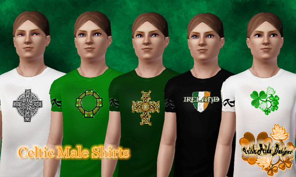 Sims 3 — Celtic Male Shirts v1 by Irish Pride — Show your Celtic roots, or just be Irish for a day in our limited edition