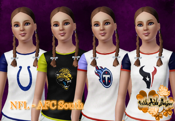 Sims 3 — AFC South Shirts Female by Irish Pride — Gear up for football season with these great NFL shirts. The AFC South
